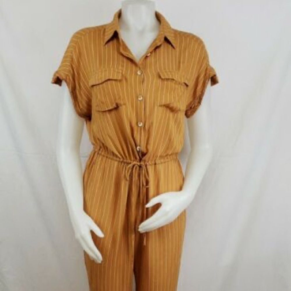 Orange and White Pinstripe Jumpsuit